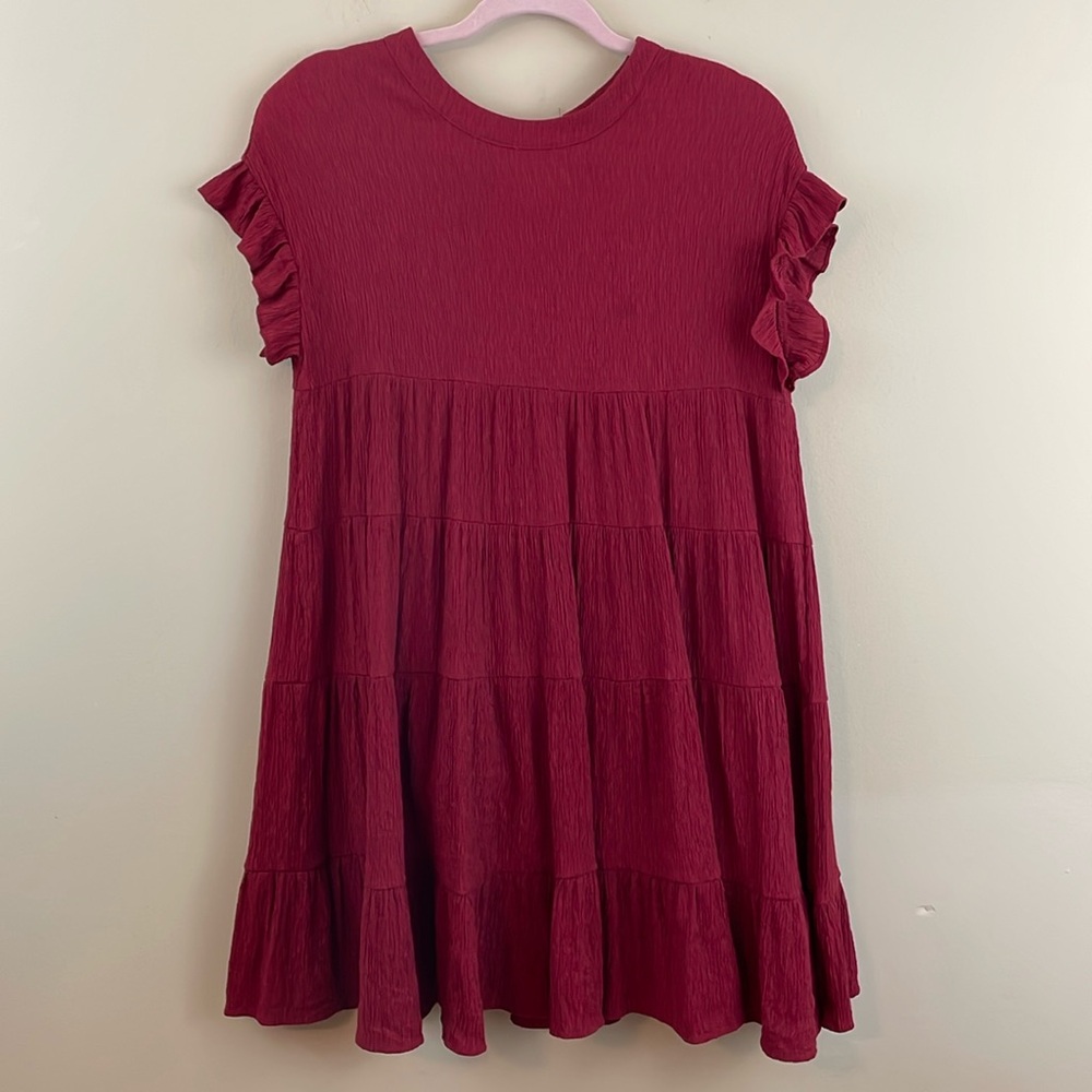 Petal Roz Dress Tiered Mini m Red L
